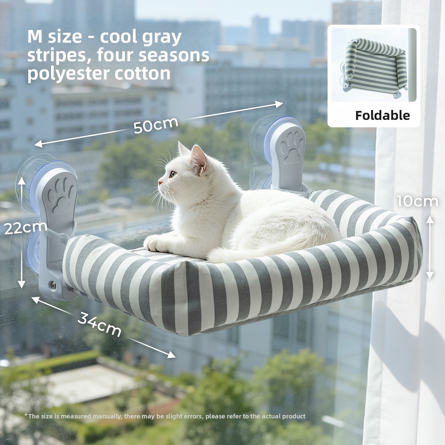 Cat Window Hammock — Suction Cup Wall Mount, Foldable & Washable