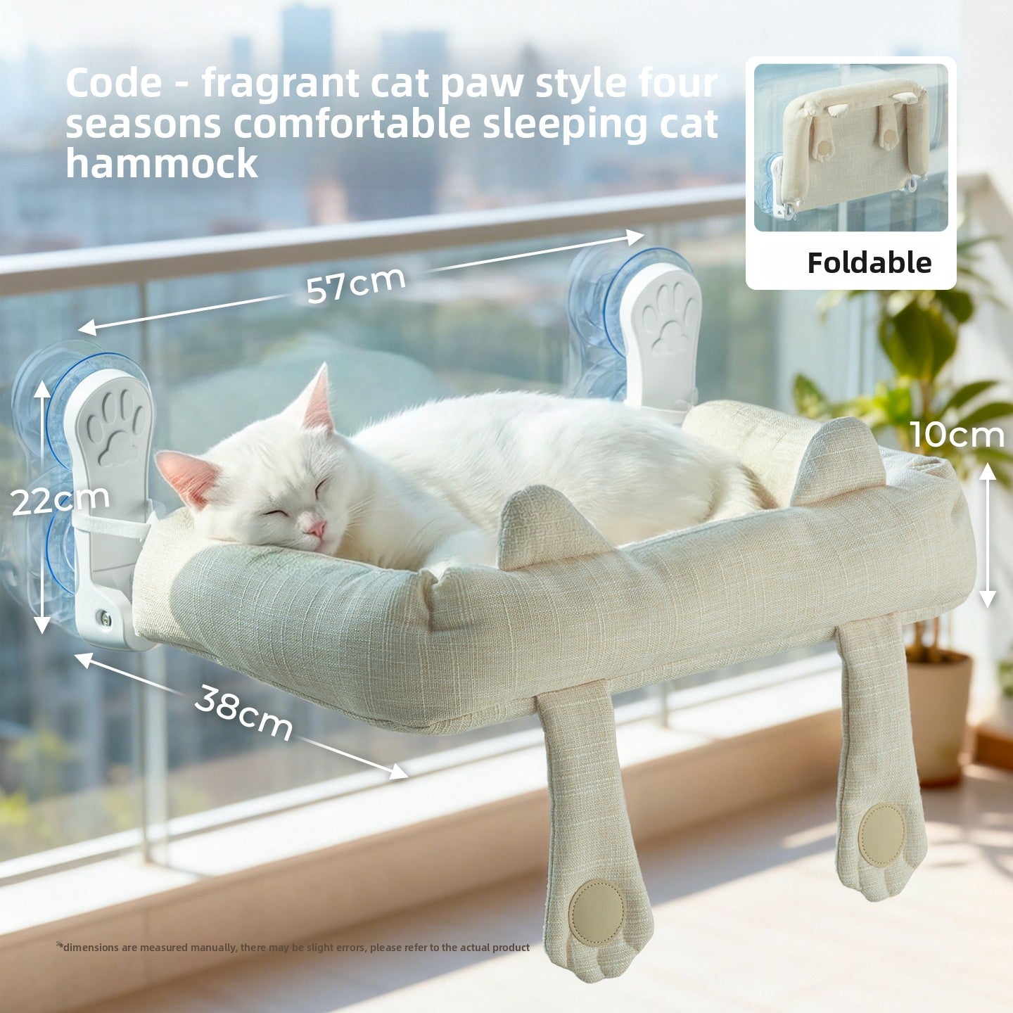 Cat Window Hammock — Suction Cup Wall Mount, Foldable & Washable