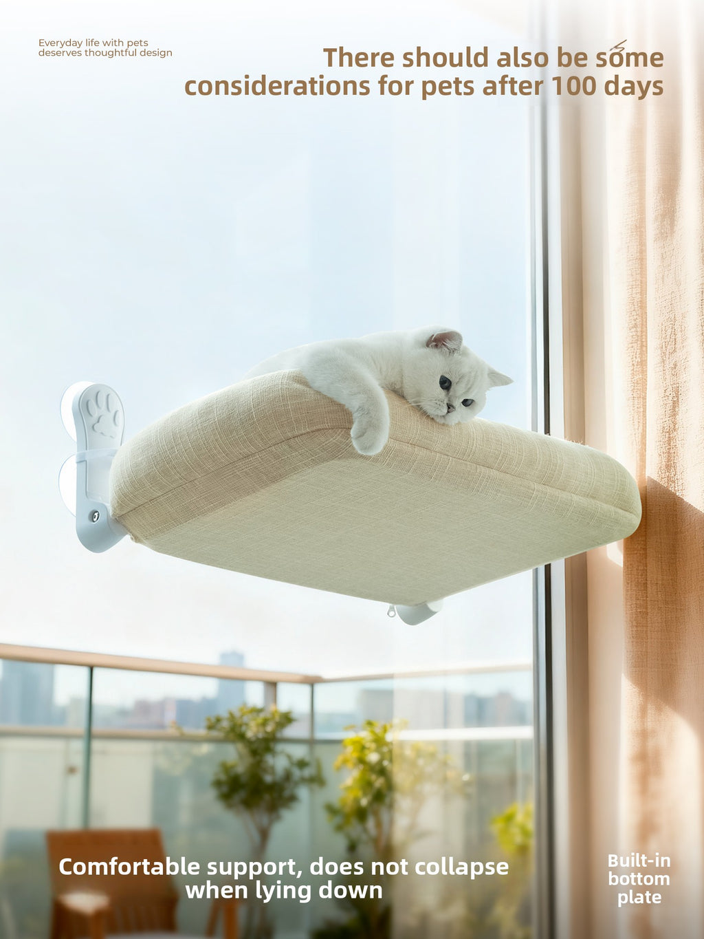 Cat Window Hammock — Suction Cup Wall Mount, Foldable & Washable
