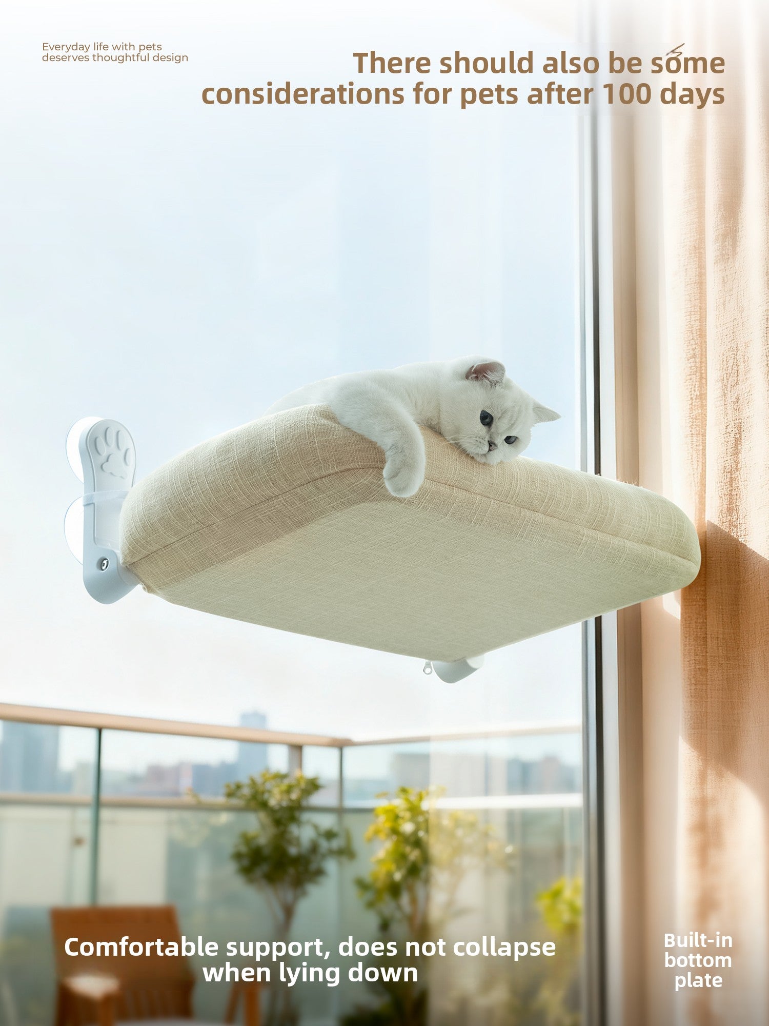 Cat Window Hammock — Suction Cup Wall Mount, Foldable & Washable