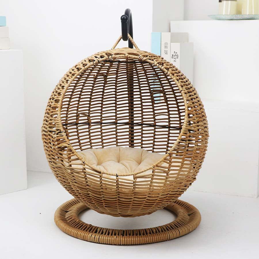 Semi-Enclosed Rattan Cat Hammock Bed