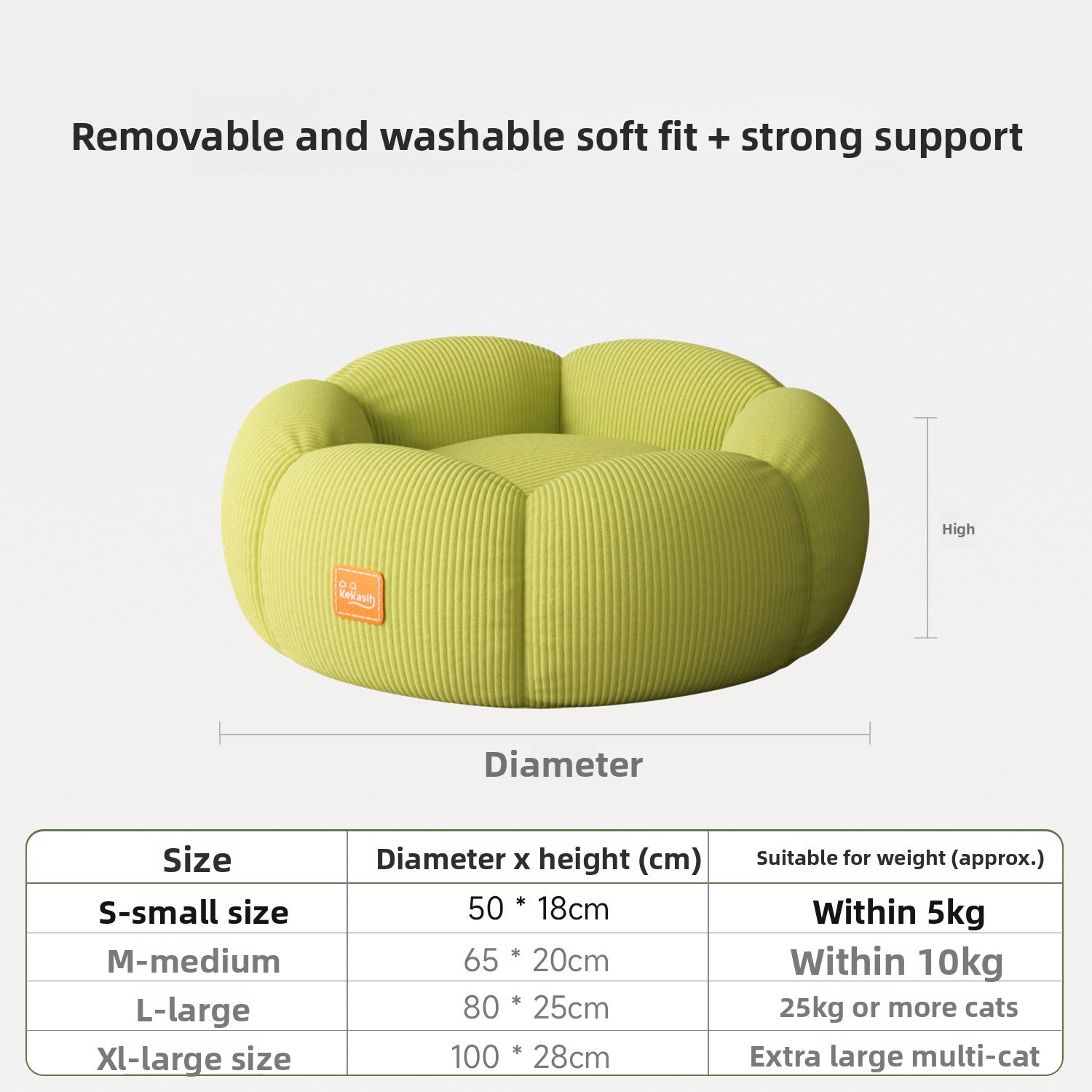 Washable Cat Bed – Removable Cover & Anti-Slip Base