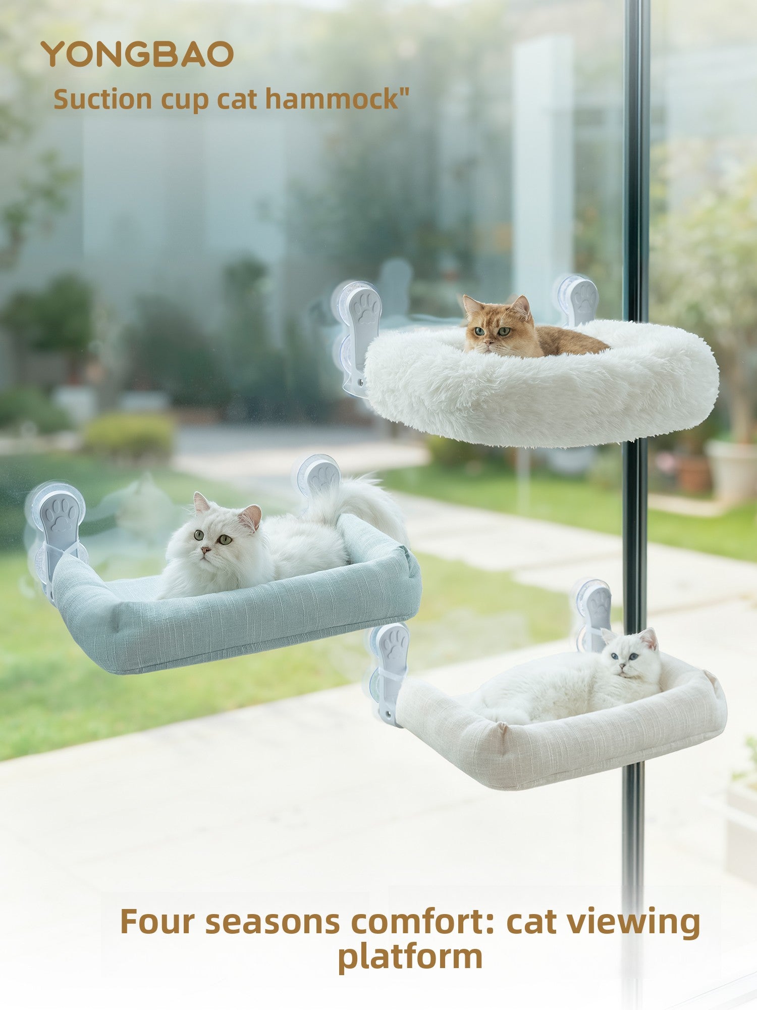 Cat Window Hammock — Suction Cup Wall Mount, Foldable & Washable