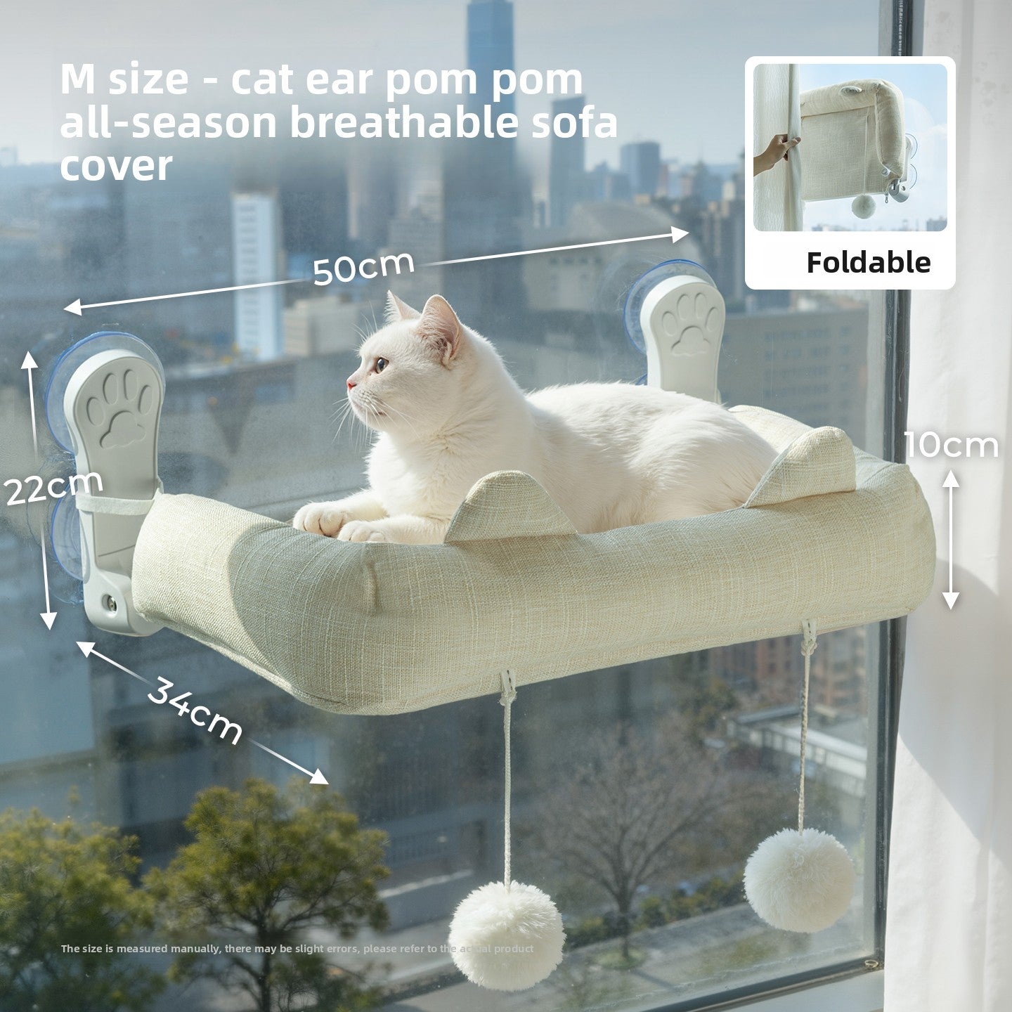 Cat Window Hammock — Suction Cup Wall Mount, Foldable & Washable