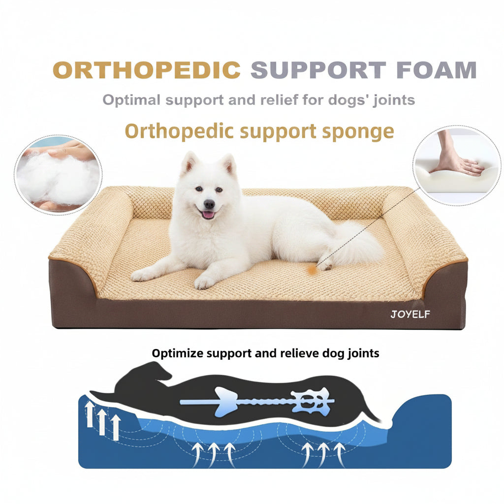Orthopedic Bolster Dog Bed — Memory Foam, Washable & Anti-Anxiety
