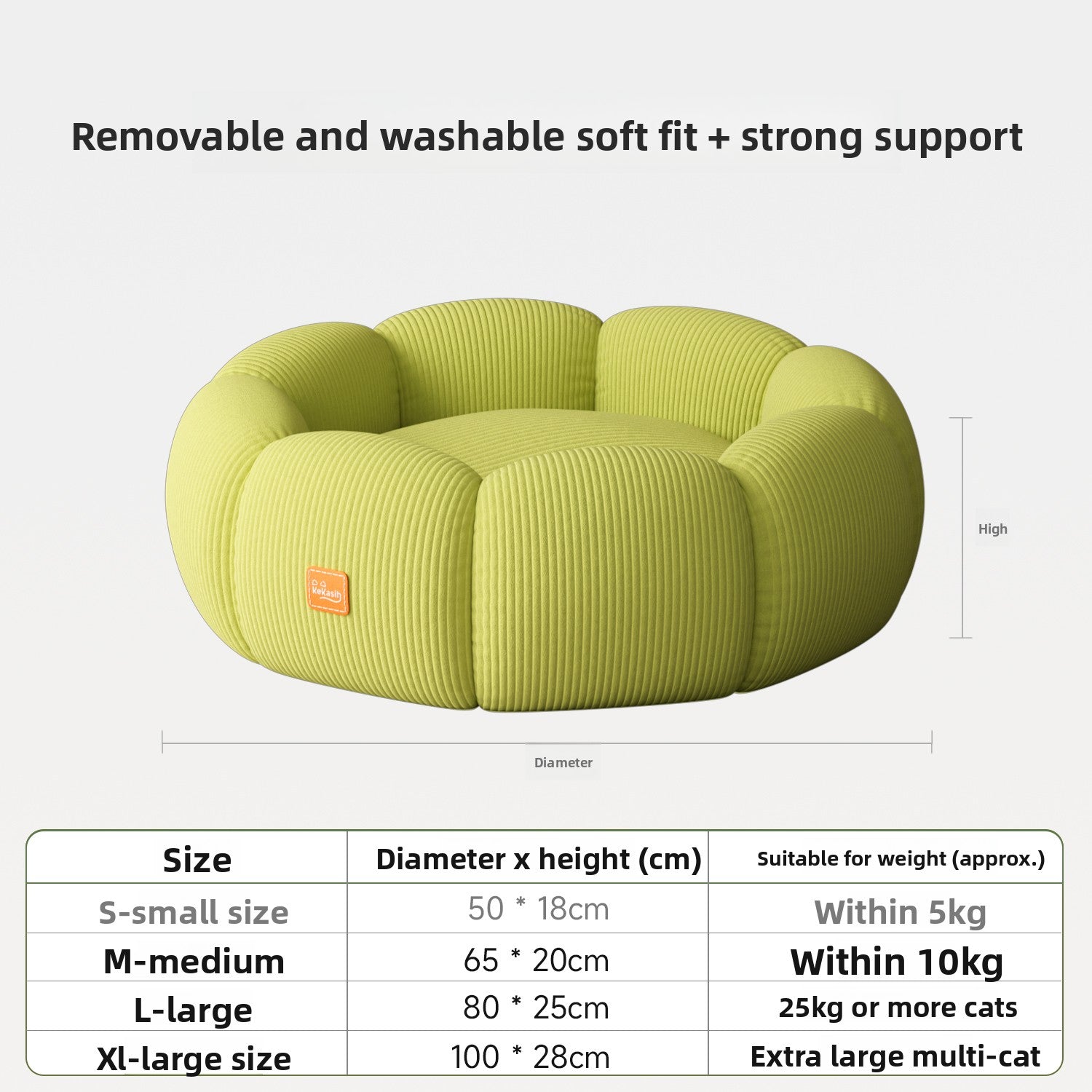 Washable Cat Bed – Removable Cover & Anti-Slip Base