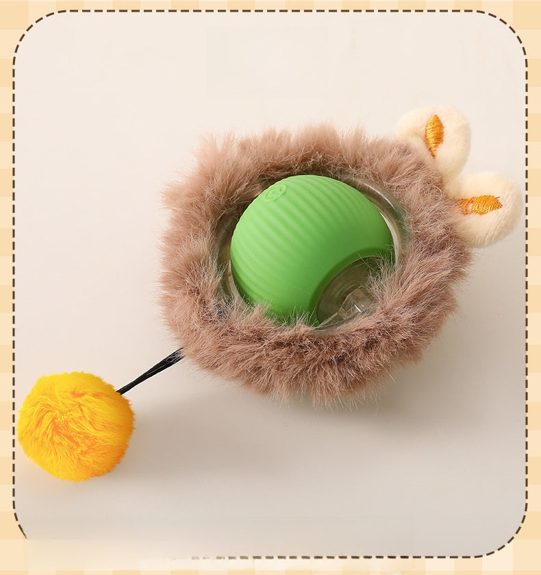 Interactive Cat Toy Ball — Auto Mode, Feather & Sound, 4 Styles