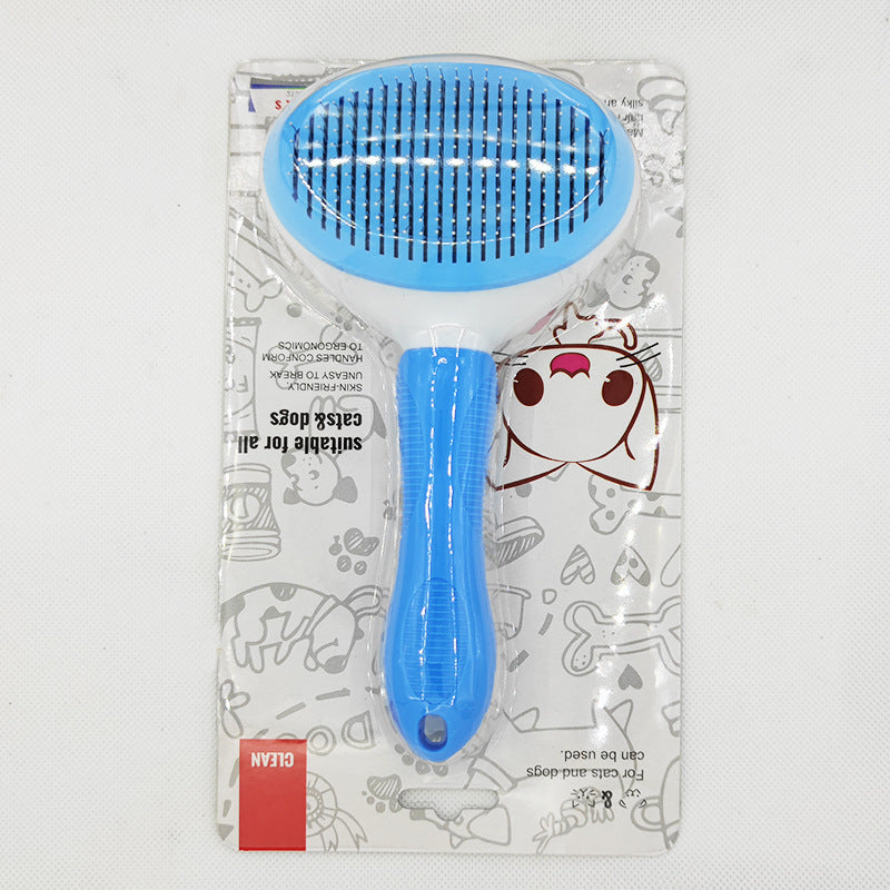 Self-Cleaning Pet Grooming Comb — One-Button, Stainless Steel, Cats & Dogs