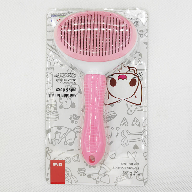 Self-Cleaning Pet Grooming Comb — One-Button, Stainless Steel, Cats & Dogs