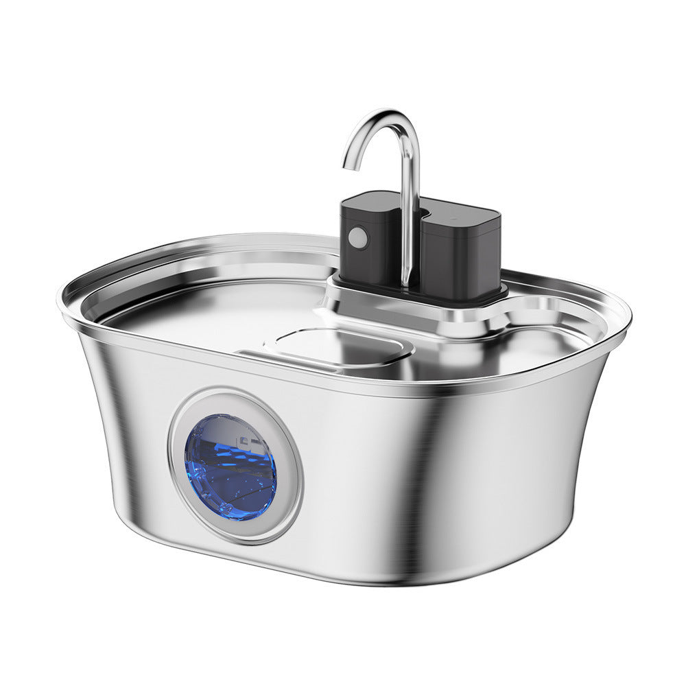 Motion-Sensor Cordless Cat Fountain – Stainless Steel