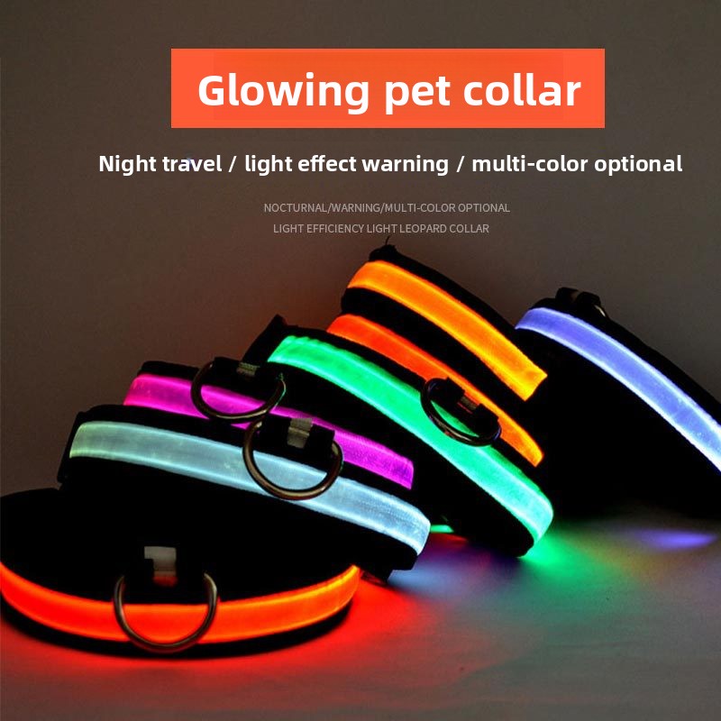 LED Glow Dog Collar — Leopard Print, 3 Light Modes, 5 Sizes