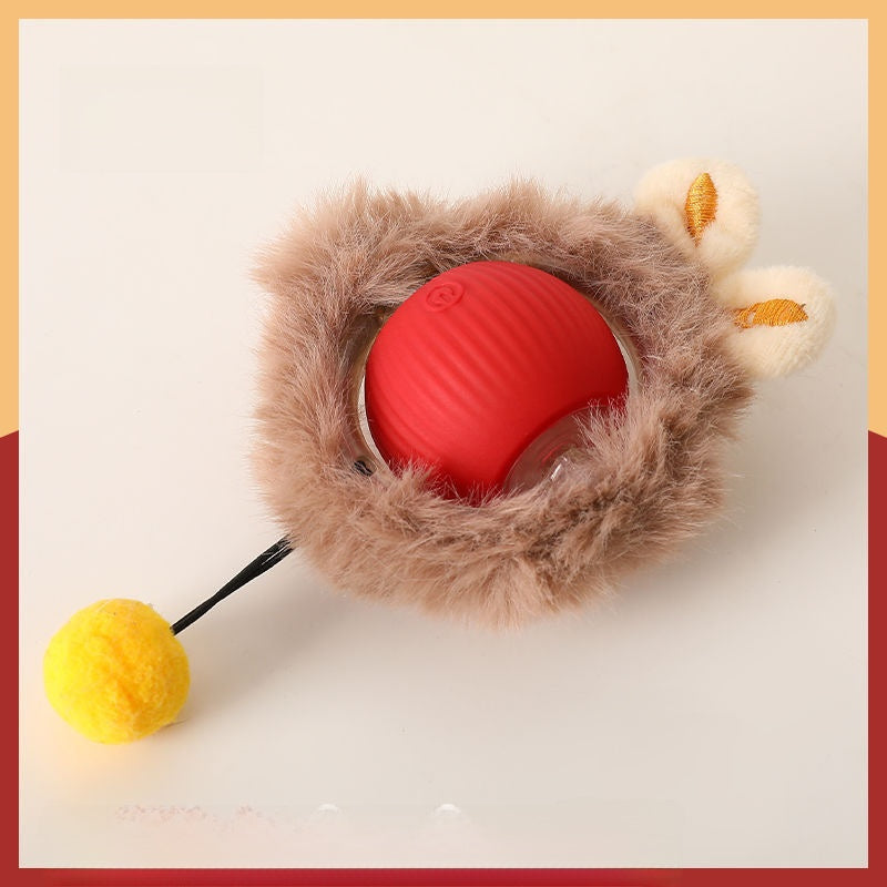 Interactive Cat Toy Ball — Auto Mode, Feather & Sound, 4 Styles