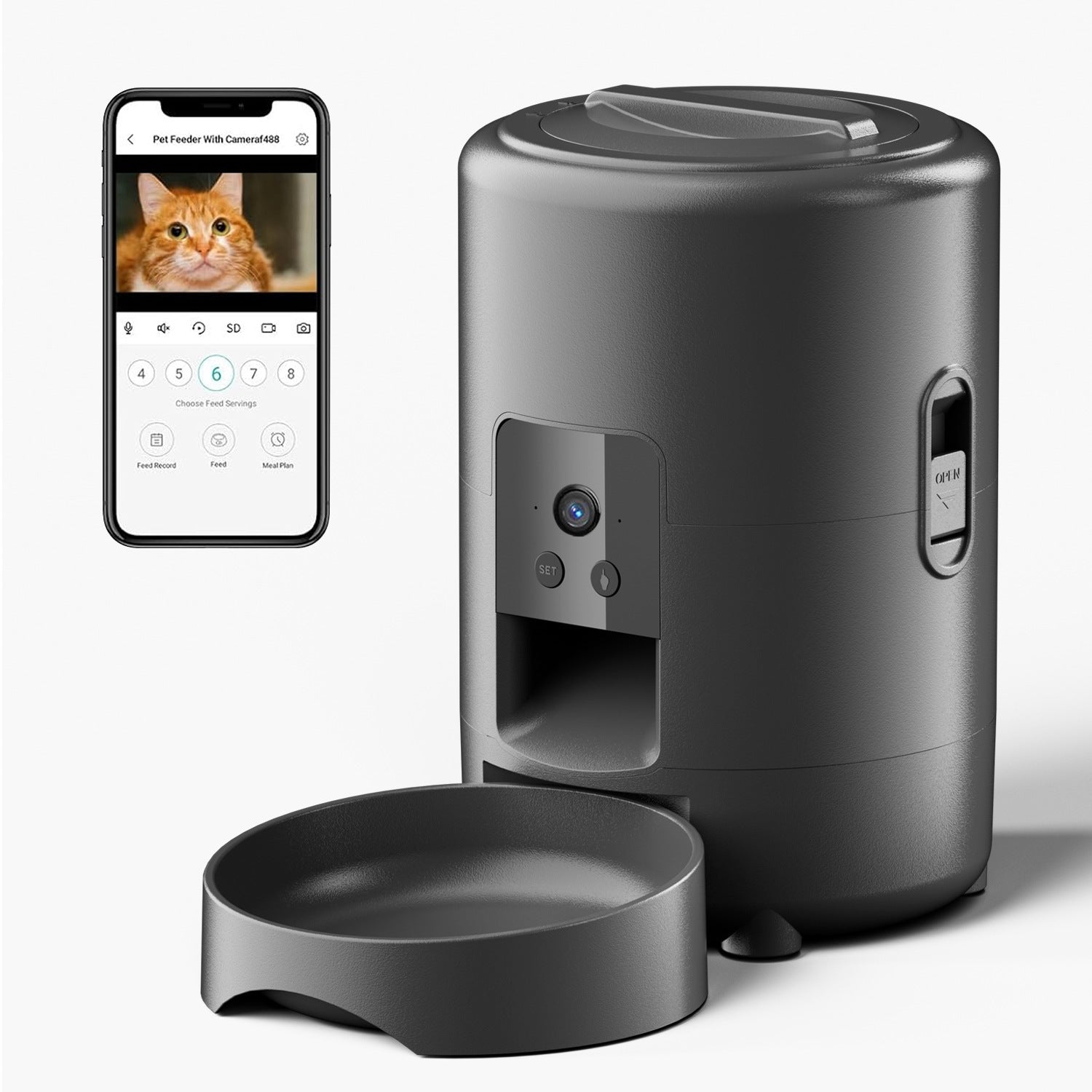 Automatic Pet Feeder with Video and WiFi for Cats and Dogs