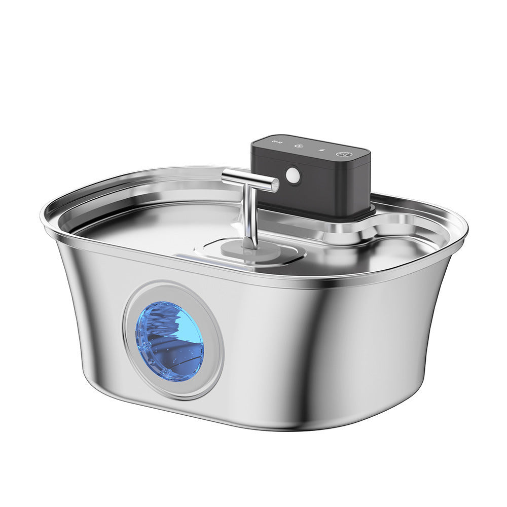 Motion-Sensor Cordless Cat Fountain – Stainless Steel