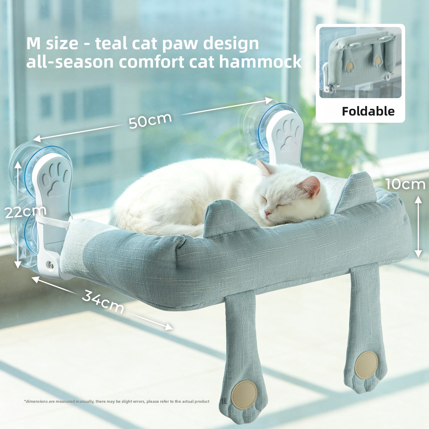 Cat Window Hammock — Suction Cup Wall Mount, Foldable & Washable