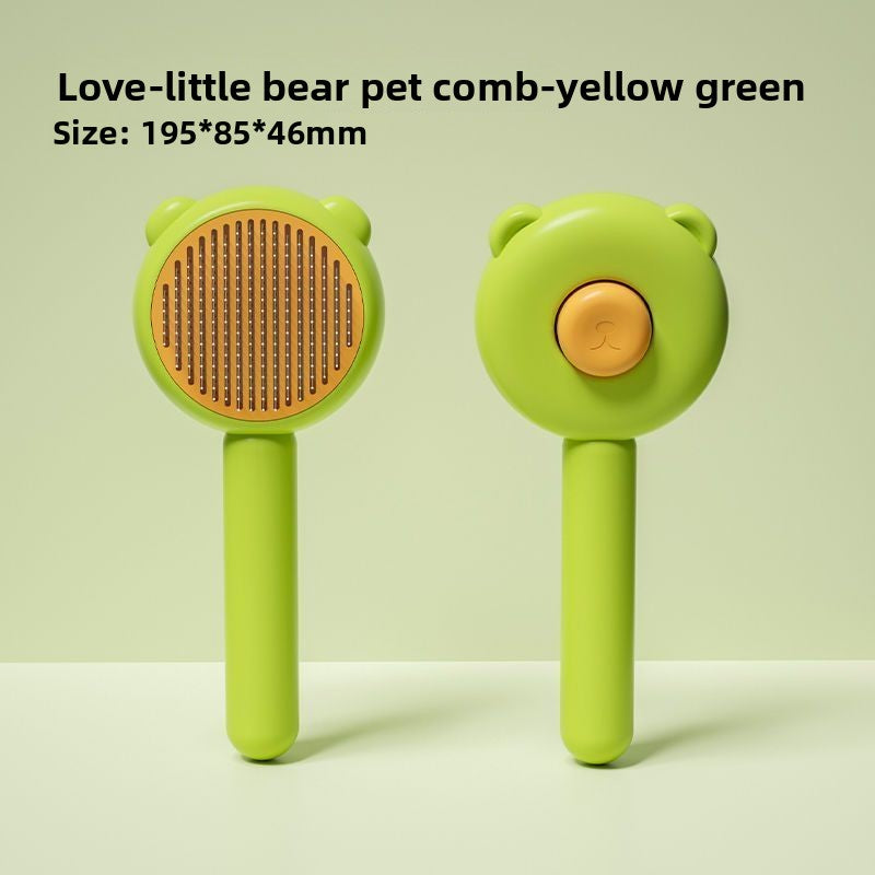 Self-Cleaning Pet Grooming Comb — One-Button, Stainless Steel, Cats & Dogs