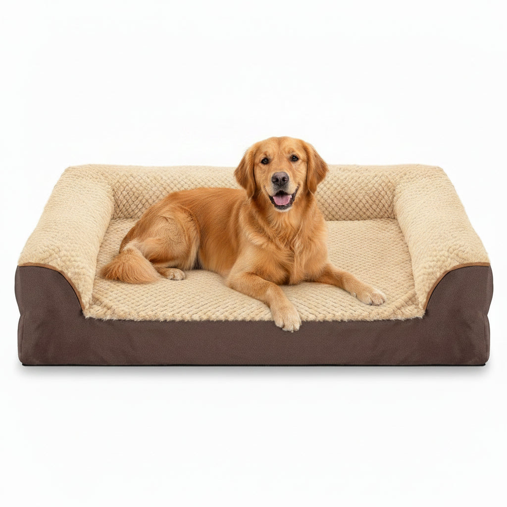 Orthopedic Bolster Dog Bed — Memory Foam, Washable & Anti-Anxiety