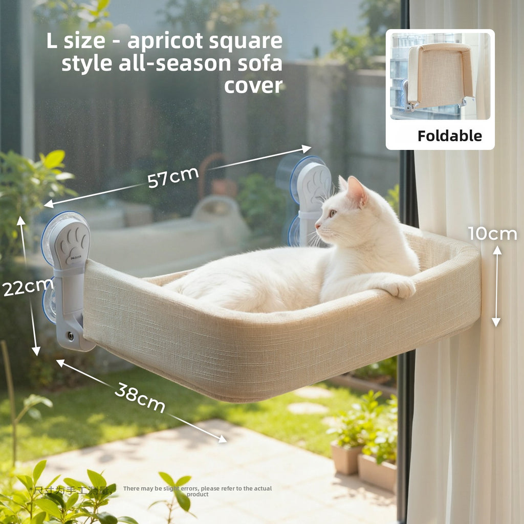 Cat Window Hammock — Suction Cup Wall Mount, Foldable & Washable