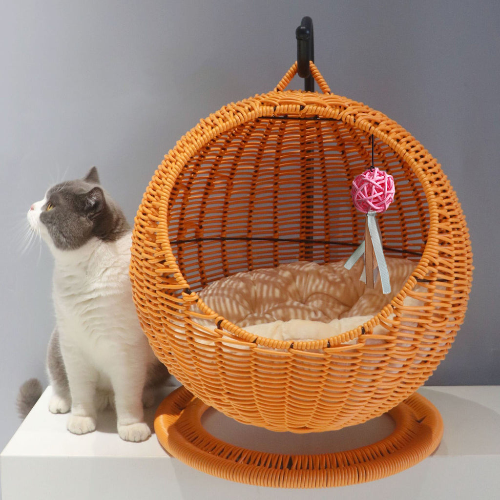Semi-Enclosed Rattan Cat Hammock Bed