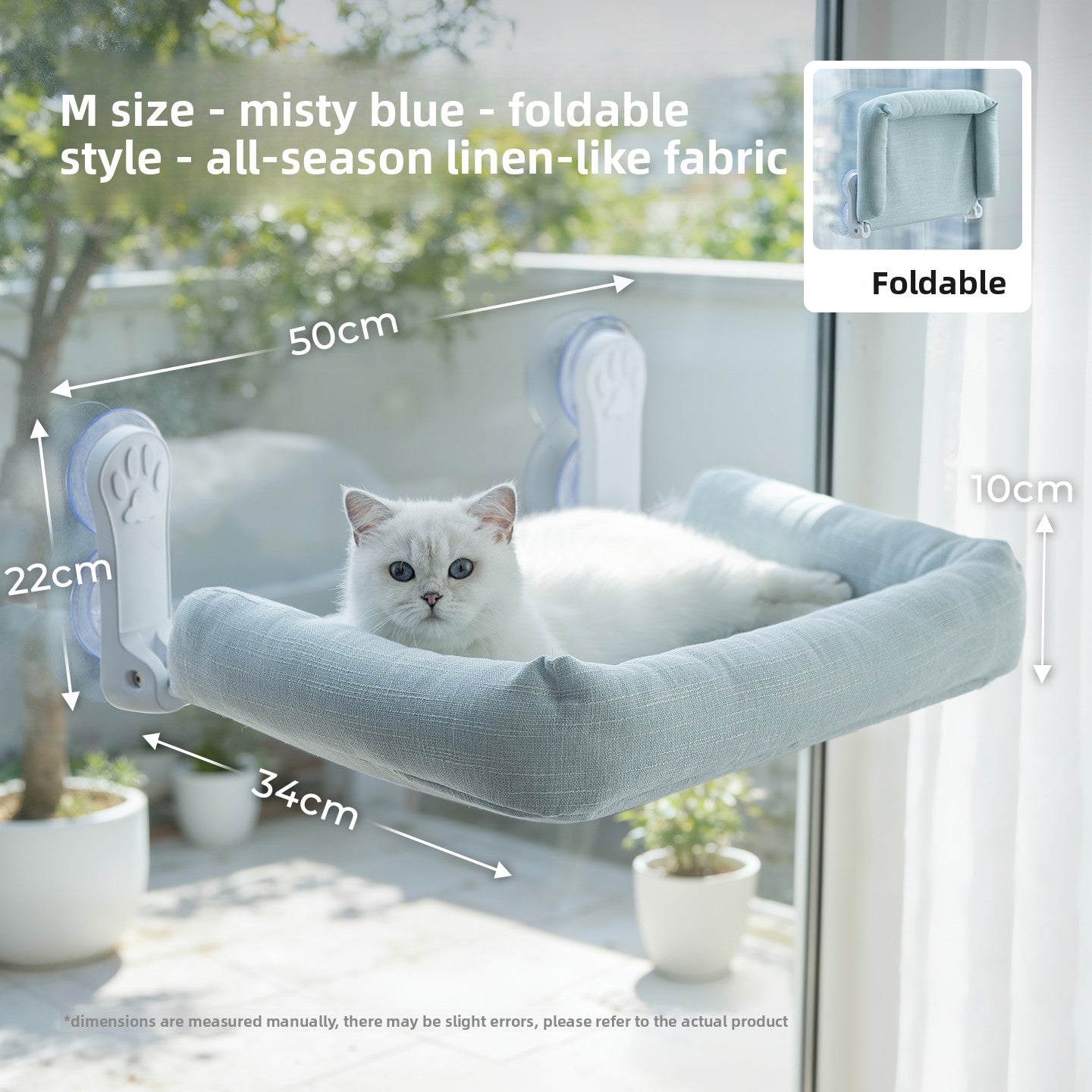 Cat Window Hammock — Suction Cup Wall Mount, Foldable & Washable