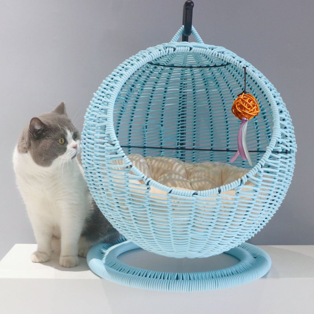 Semi-Enclosed Rattan Cat Hammock Bed