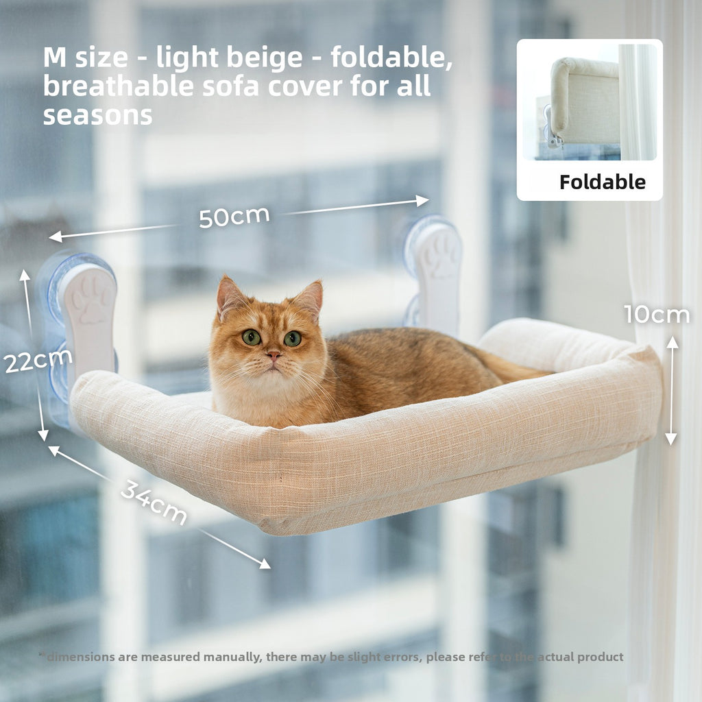 Cat Window Hammock — Suction Cup Wall Mount, Foldable & Washable