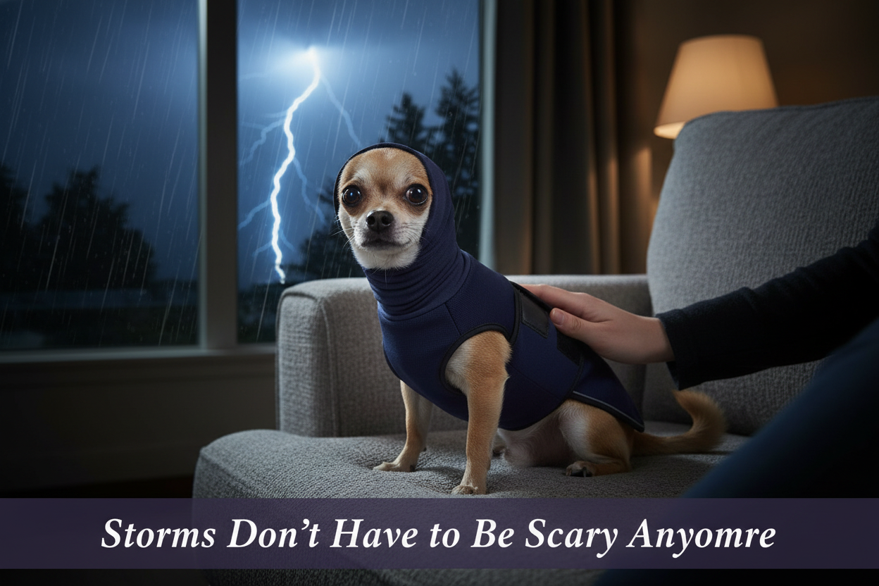 Chihuahua during thunderstorm