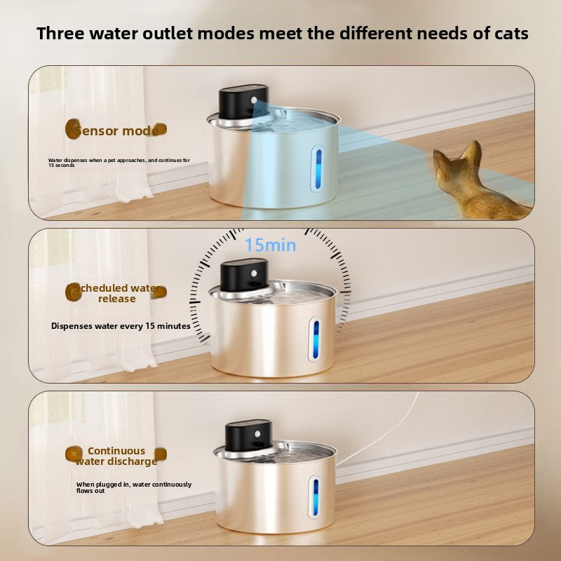 Wireless Stainless Steel Cat Water Fountain