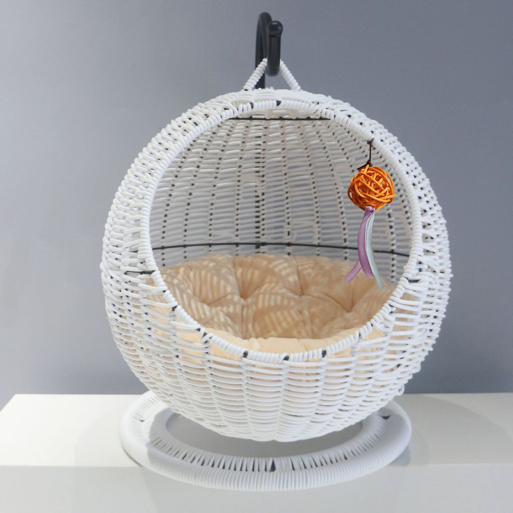 Semi-Enclosed Rattan Cat Hammock Bed