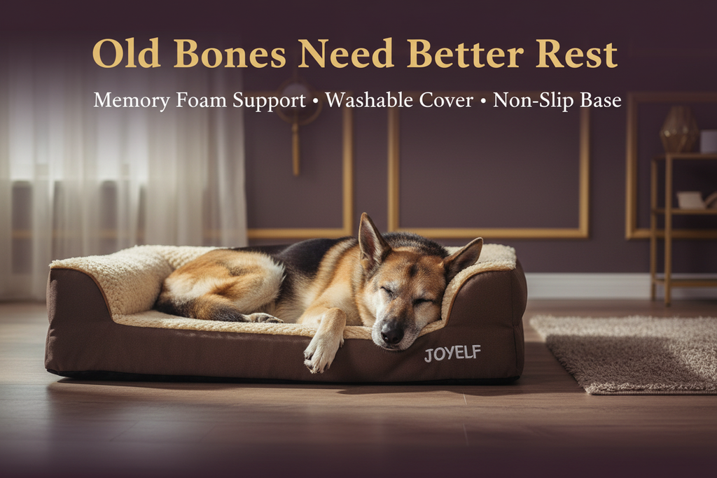 Senior dog in your actual bed
